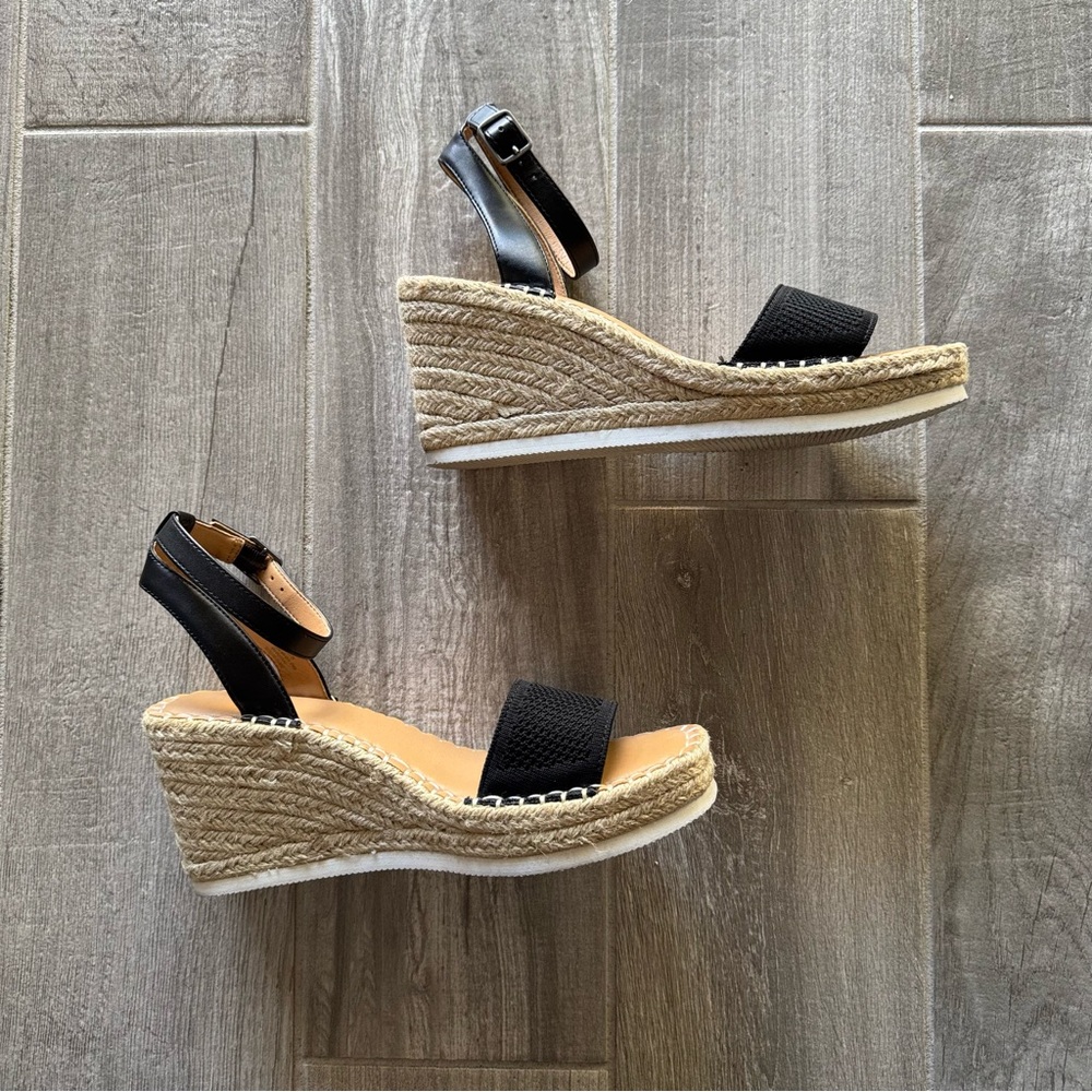 Crown Vintage Kannia Espadrille Wedge Black Sandal - Picture 8 of 11
